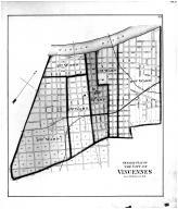 Vincennes City Outline Map, Knox County 1880 Microfilm